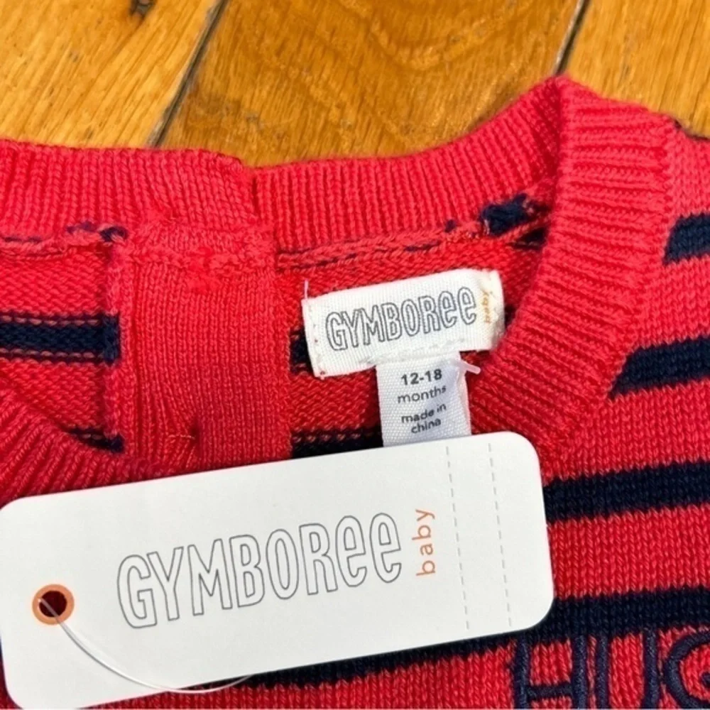 New NWT Gymboree Short Sleeve Hugs Dress Size 12-18 Months Red and blue
